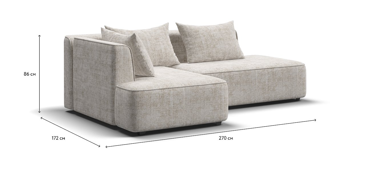 Кинг Твин угловой диван Шенилл Смарт кварц левый