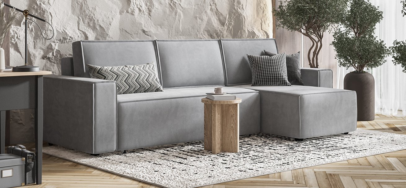 Угловой диван NORD 2.0 Велюр Monolit сталь