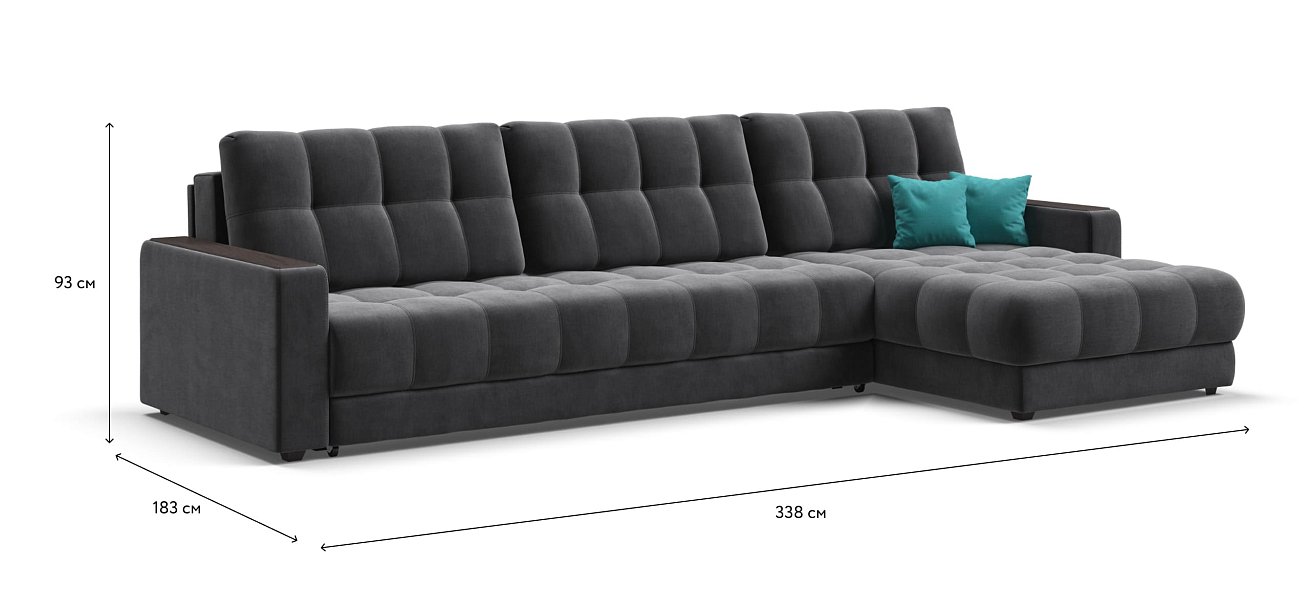 Угловой диван BOSS 3.0 MAX велюр Monolit серый