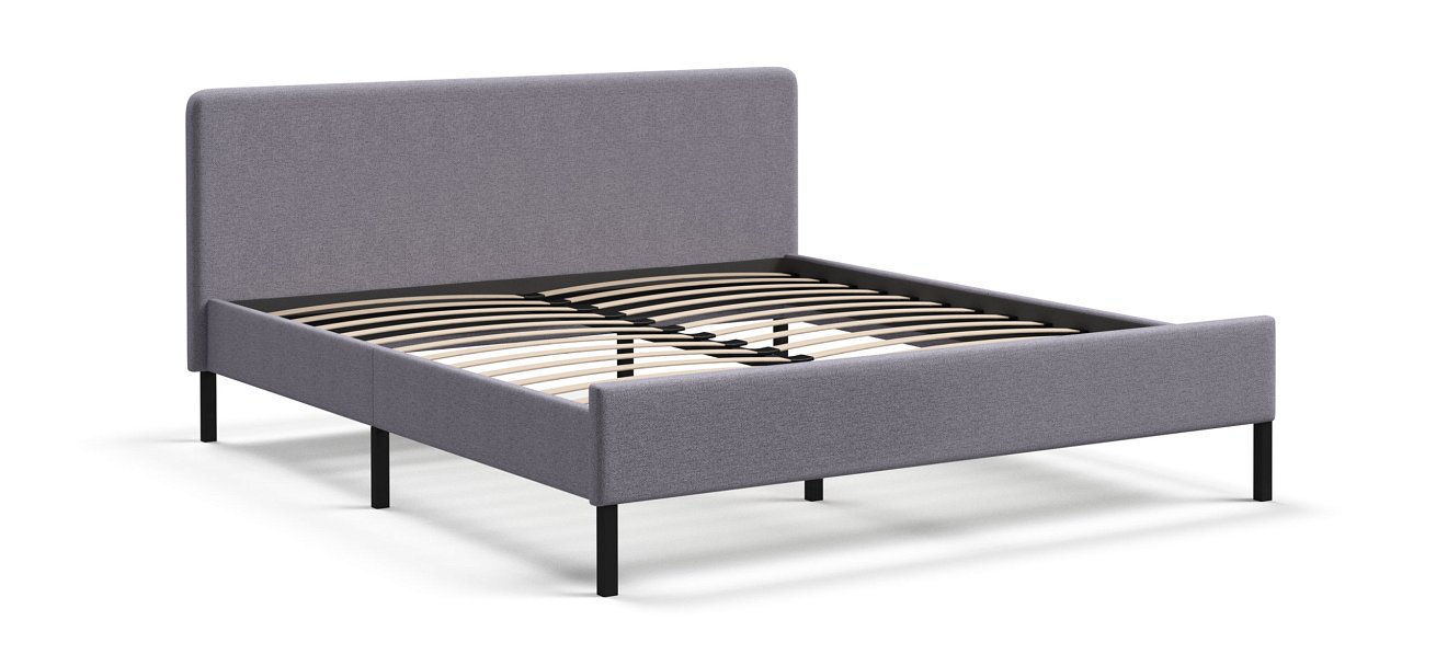 Кровать Уна 160*200 рогожка Malmo платина, черная