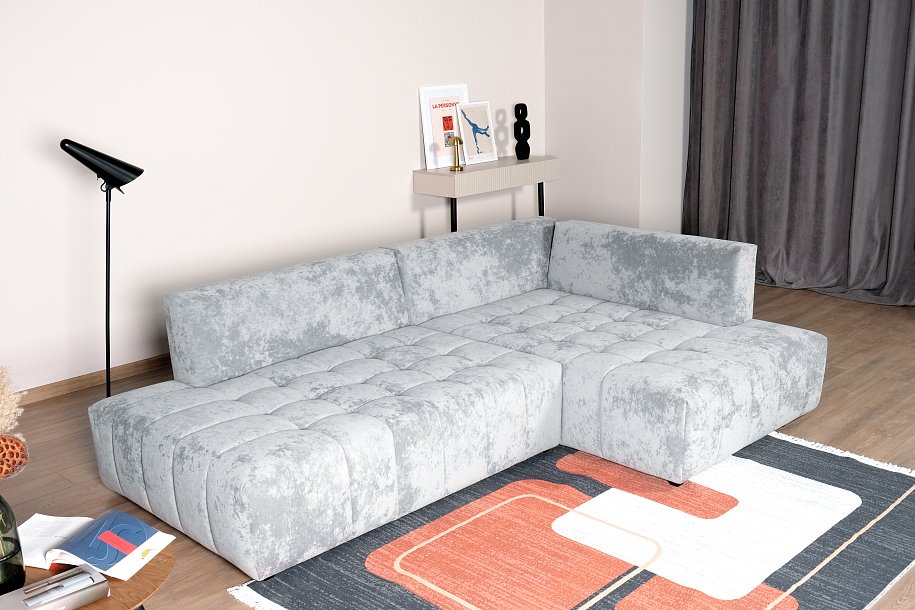 Босс Твин угловой диван правый Велюр Роял агат