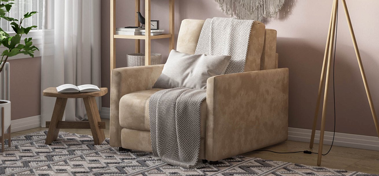 Кресло-кровать BOSS LOFT велюр Alkantara пепел