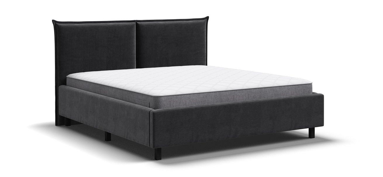 Кровать ЛЕО 160 Вельвет CORD графит