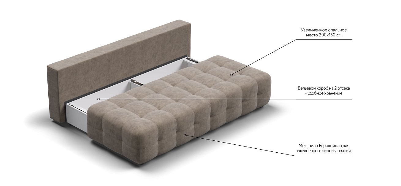 Диван BOSS 2.0 MINI Велюр Роял тауп