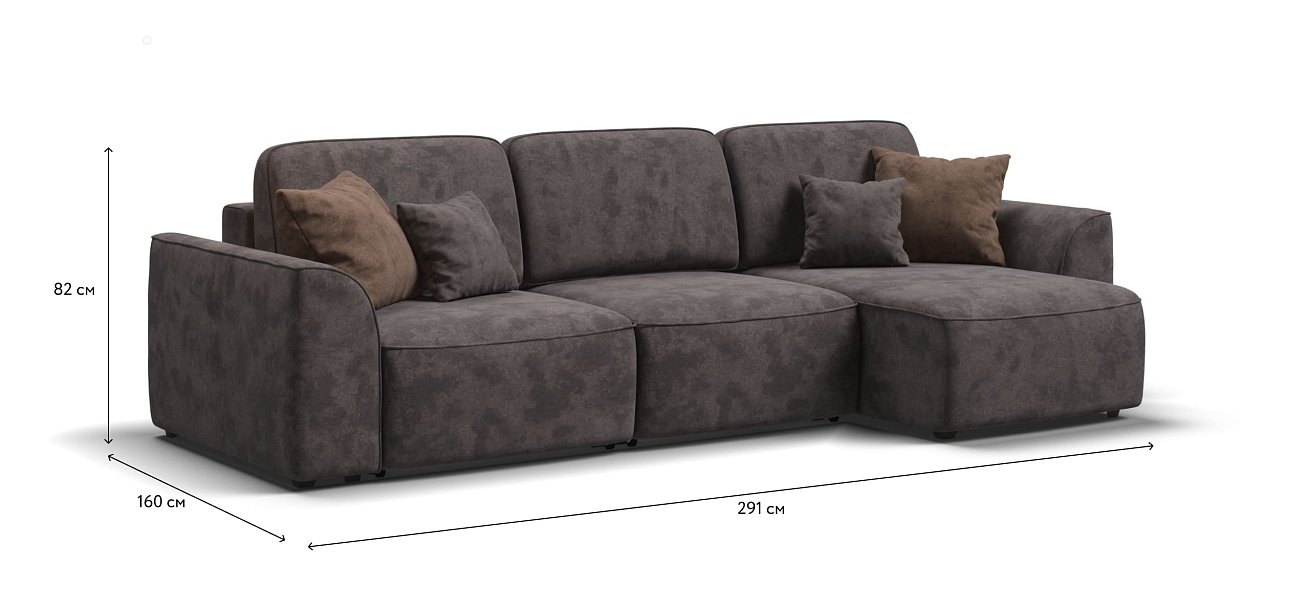 Угловой диван KING SE Велюр Alkantara серый