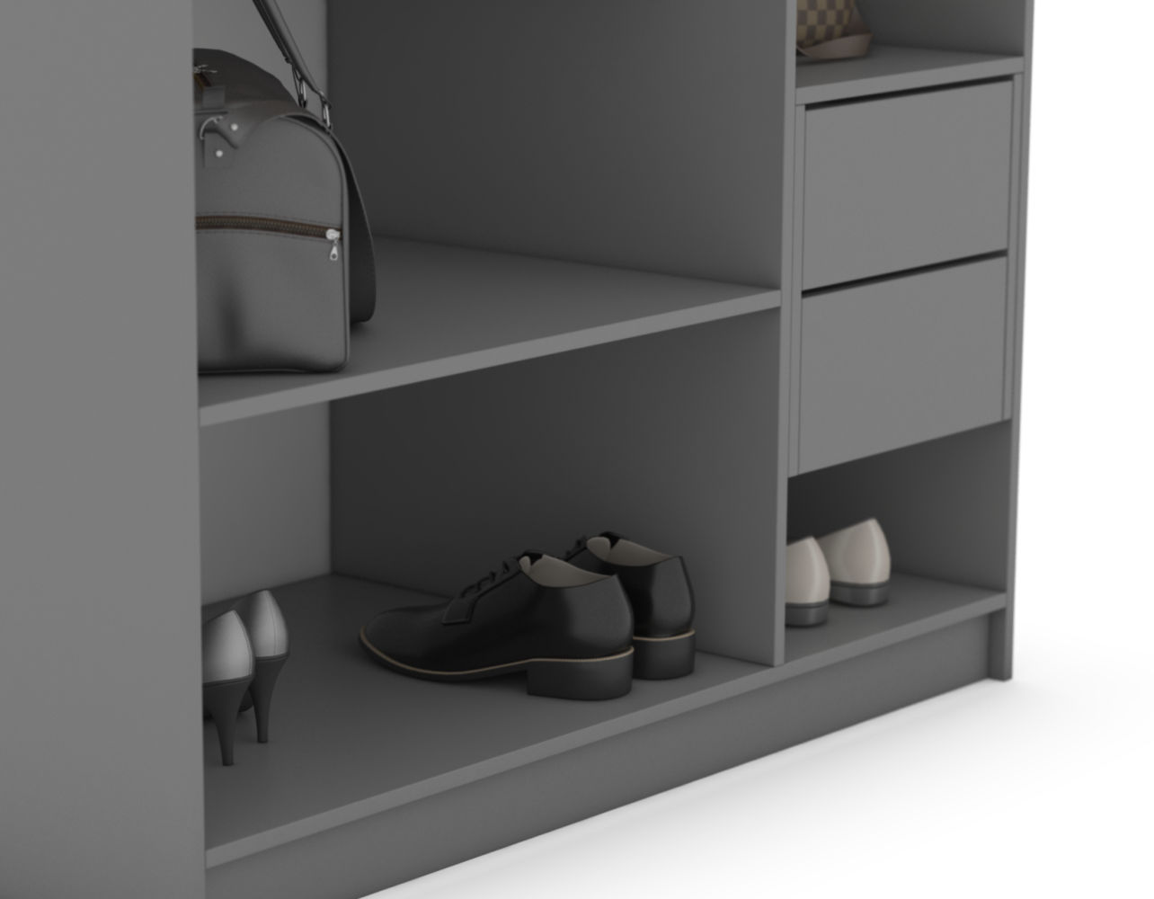 Комод в комплекте - два выдвижных ящика для хранения белья и аксессуаров