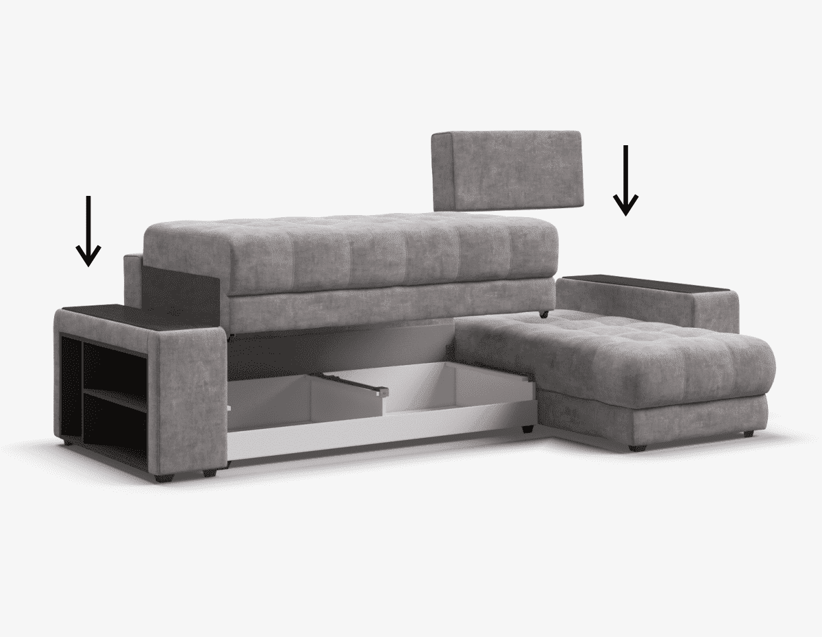 BOSS EASY – сборка дивана за 1 минуту без инструментов. Универсальный угол - положение угла клиент определяет при сборке.