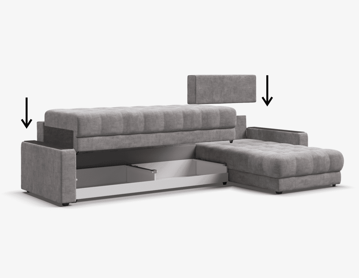 BOSS EASY – сборка дивана за 1 минуту без инструментов. Универсальный угол - положение угла клиент определяет при сборке.