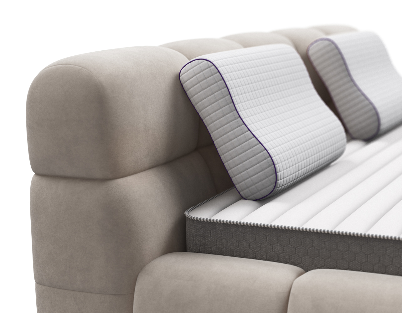Рельефное мягкое изголовье позволит комфортно расположиться перед сном и почитать интересную книгу или посмотреть сериал на планшете.