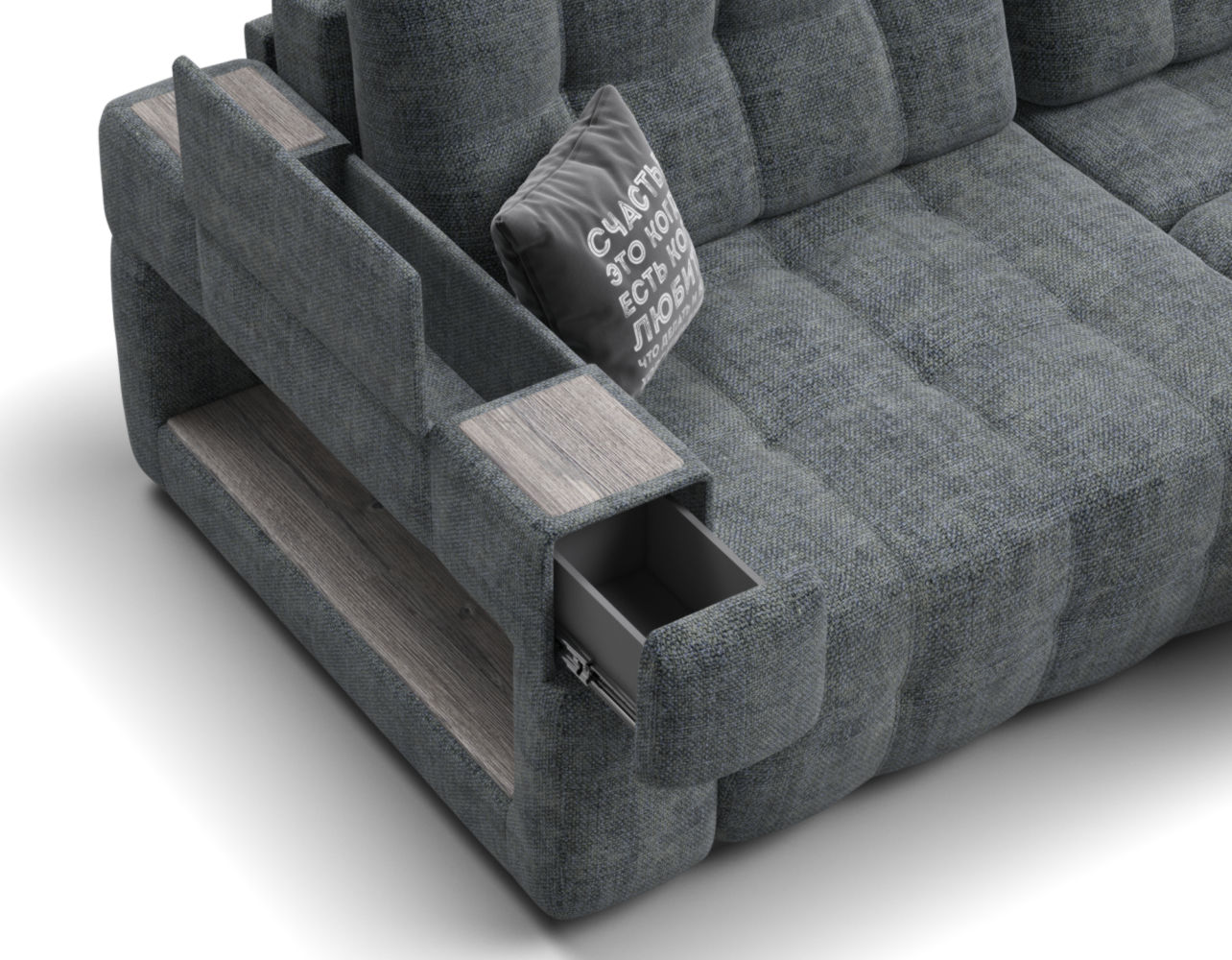 Функциональные подлокотники B-HAPPY: ящики и ниши для хранения, ваши вещи всегда на своем месте.