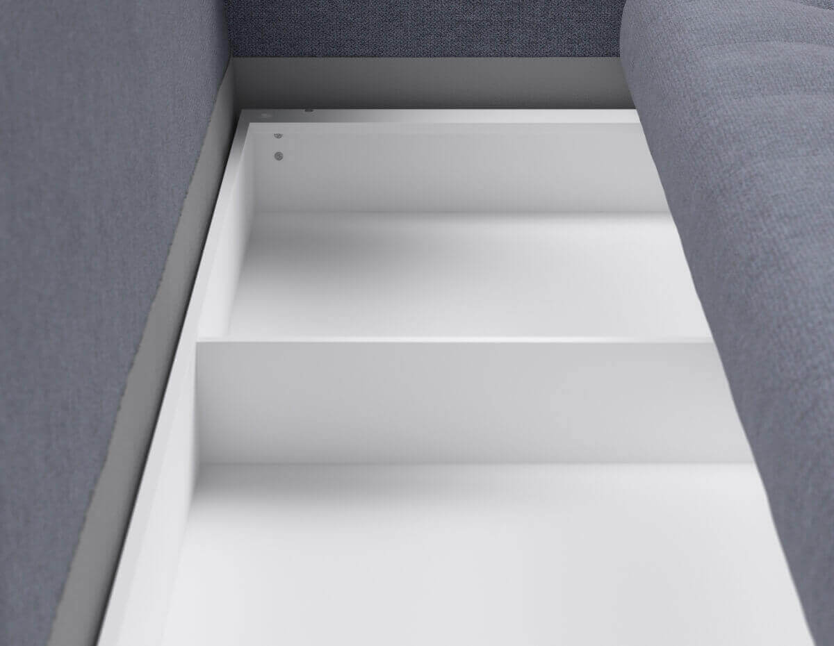 Бельевой короб под посадочной частью разделен на 2 отсека - удобное и безопасное хранение.