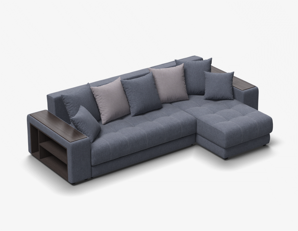 Простой и надежный механизм еврокнижка при трансформации не нужно отодвигать от стены. *Обращаем Ваше внимание! Форма полок в подлокотнике изменена.